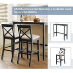 Ensemble de table à manger rectangulaire en bois hauteur bar de 47,5 po, coin repas de cuisine avec 2 chaises pour petits espaces