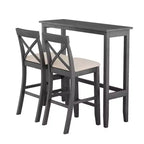 Ensemble de table à manger rectangulaire en bois hauteur bar de 47,5 po, coin repas de cuisine avec 2 chaises pour petits espaces