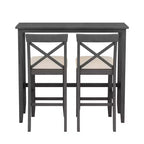 Ensemble de table à manger rectangulaire en bois hauteur bar de 47,5 po, coin repas de cuisine avec 2 chaises pour petits espaces