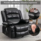 Fauteuil inclinable en cuir de 101 cm de large avec fonction bascule, télécommande, capitonnage et rangement