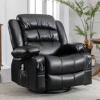 Fauteuil inclinable en cuir de 101 cm de large avec fonction bascule, télécommande, capitonnage et rangement