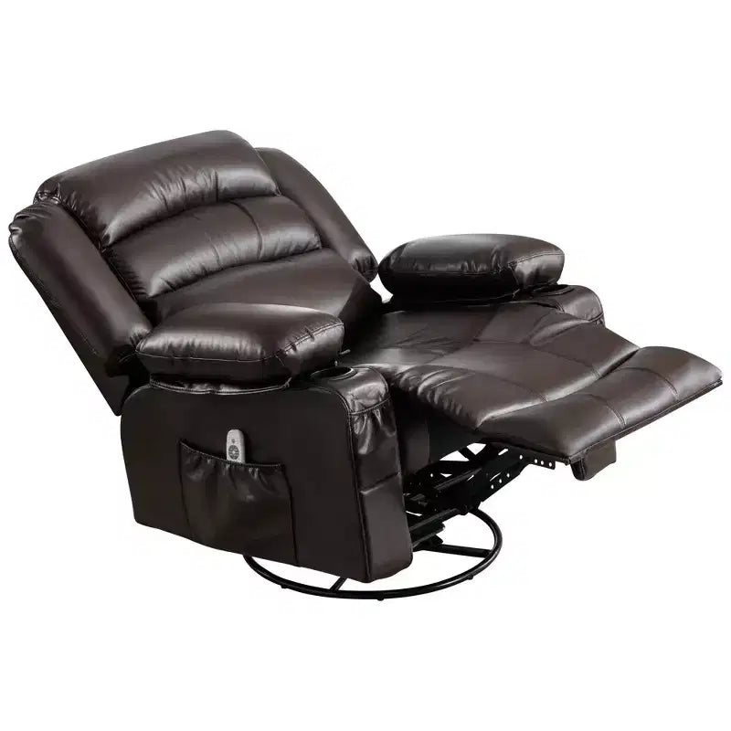 Fauteuil inclinable en cuir de 101 cm de large avec fonction bascule, télécommande, capitonnage et rangement