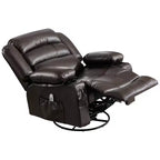 Fauteuil inclinable en cuir de 101 cm de large avec fonction bascule, télécommande, capitonnage et rangement