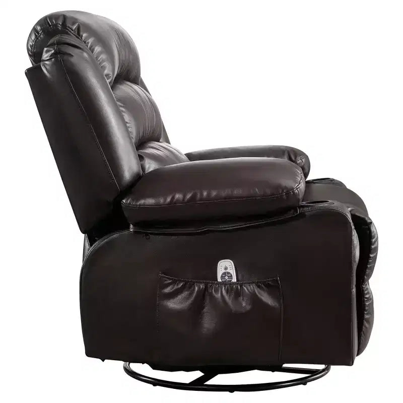Fauteuil inclinable en cuir de 101 cm de large avec fonction bascule, télécommande, capitonnage et rangement