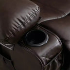 Fauteuil inclinable en cuir de 101 cm de large avec fonction bascule, télécommande, capitonnage et rangement