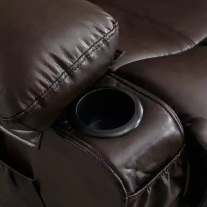 Fauteuil inclinable en cuir de 101 cm de large avec fonction bascule, télécommande, capitonnage et rangement