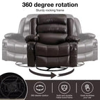 Fauteuil inclinable en cuir de 101 cm de large avec fonction bascule, télécommande, capitonnage et rangement