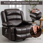 Fauteuil inclinable en cuir de 101 cm de large avec fonction bascule, télécommande, capitonnage et rangement
