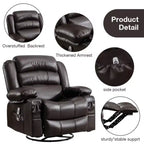 Fauteuil inclinable en cuir de 101 cm de large avec fonction bascule, télécommande, capitonnage et rangement