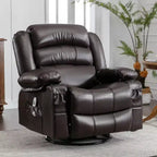 Fauteuil inclinable en cuir de 101 cm de large avec fonction bascule, télécommande, capitonnage et rangement