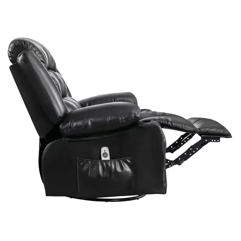 Fauteuil inclinable en cuir de 101 cm de large avec fonction bascule, télécommande, capitonnage et rangement