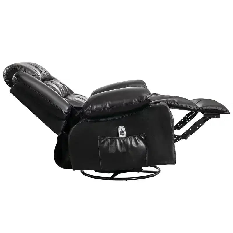 Fauteuil inclinable en cuir de 101 cm de large avec fonction bascule, télécommande, capitonnage et rangement