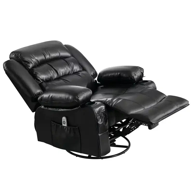 Fauteuil inclinable en cuir de 101 cm de large avec fonction bascule, télécommande, capitonnage et rangement