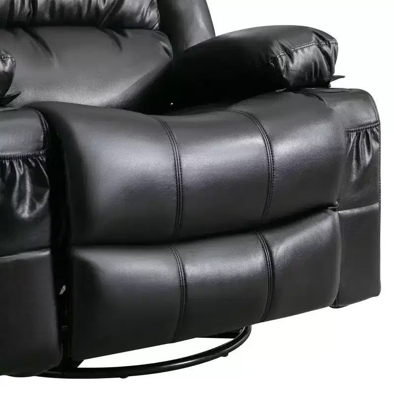 Fauteuil inclinable en cuir de 101 cm de large avec fonction bascule, télécommande, capitonnage et rangement