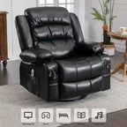 Fauteuil inclinable en cuir de 101 cm de large avec fonction bascule, télécommande, capitonnage et rangement