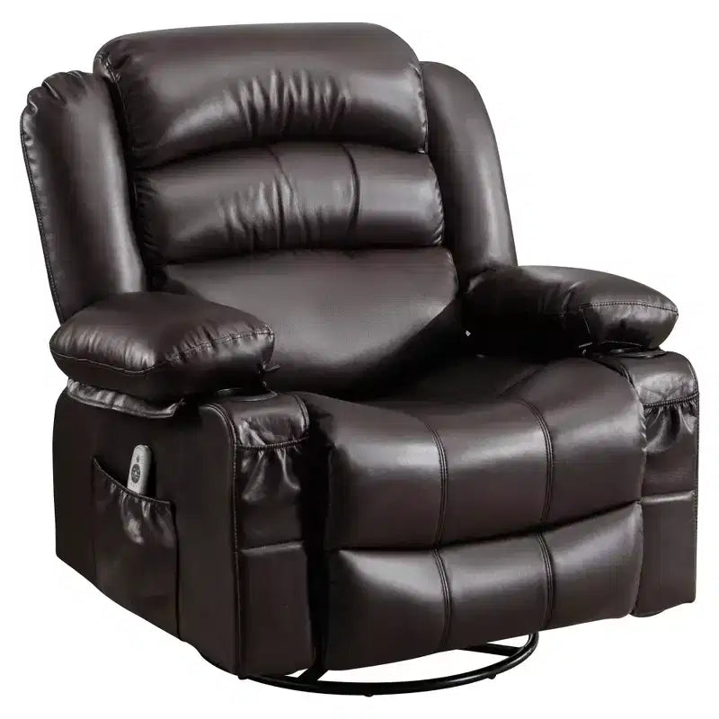 Fauteuil inclinable en cuir de 101 cm de large avec fonction bascule, télécommande, capitonnage et rangement