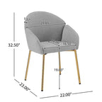 Chaise de salle à manger Catherine à dossier rond, rembourrée et avec structure en fer