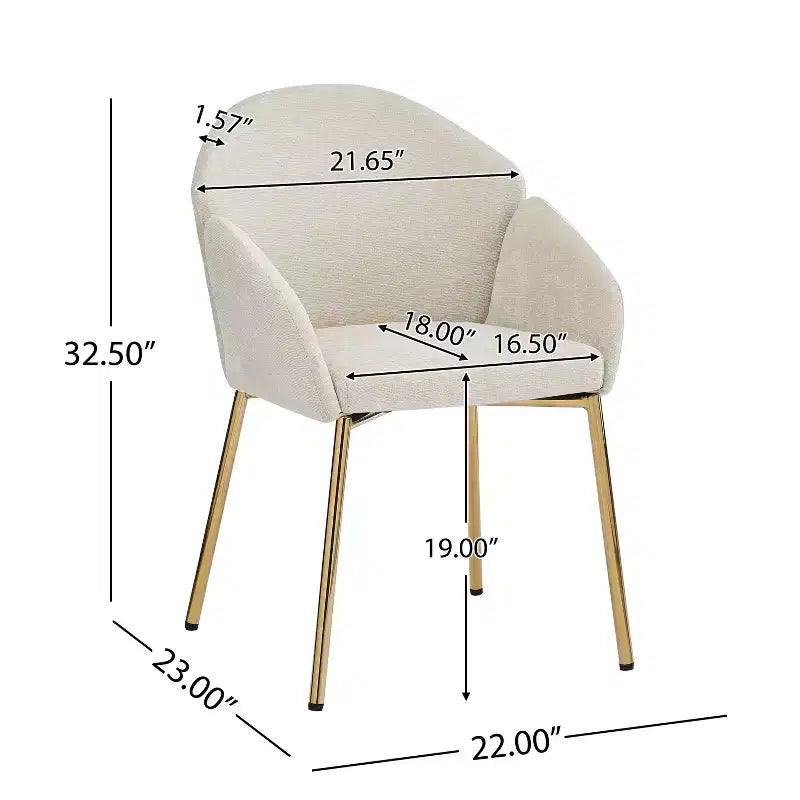 Chaise de salle à manger Catherine à dossier rond, rembourrée et avec structure en fer