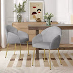 Chaise de salle à manger Catherine à dossier rond, rembourrée et avec structure en fer