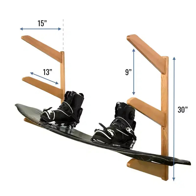 TidyTimber Support Mural en Bois pour Planches de Wakeboard | Peut Contenir 3 Planches