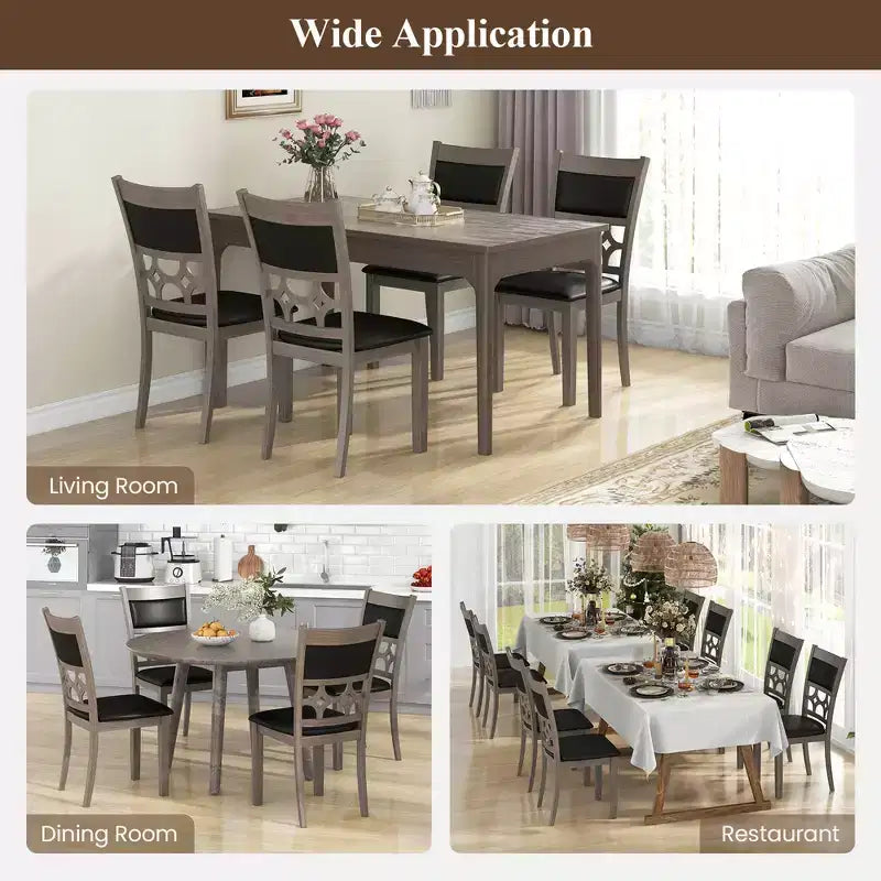 Chaise de salle à manger rembourrée / Lot de 4 chaises sans accoudoirs avec dossier et assise rembourrés