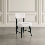 Chaise de salle à manger Wes en bouclette, style moderne du milieu du siècle