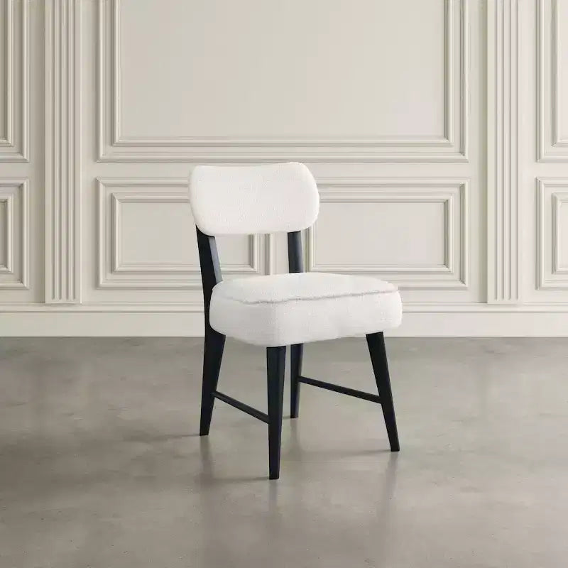 Chaise de salle à manger Wes en bouclette, style moderne du milieu du siècle