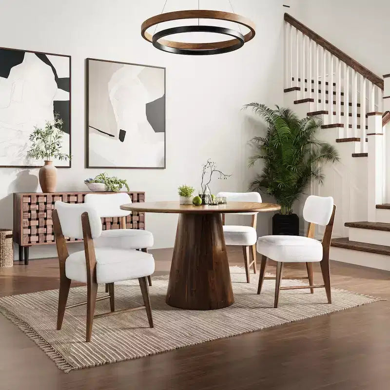 Chaise de salle à manger Wes en bouclette, style moderne du milieu du siècle