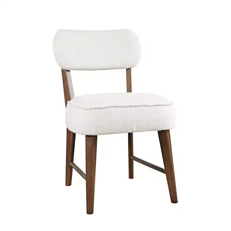 Chaise de salle à manger Wes en bouclette, style moderne du milieu du siècle