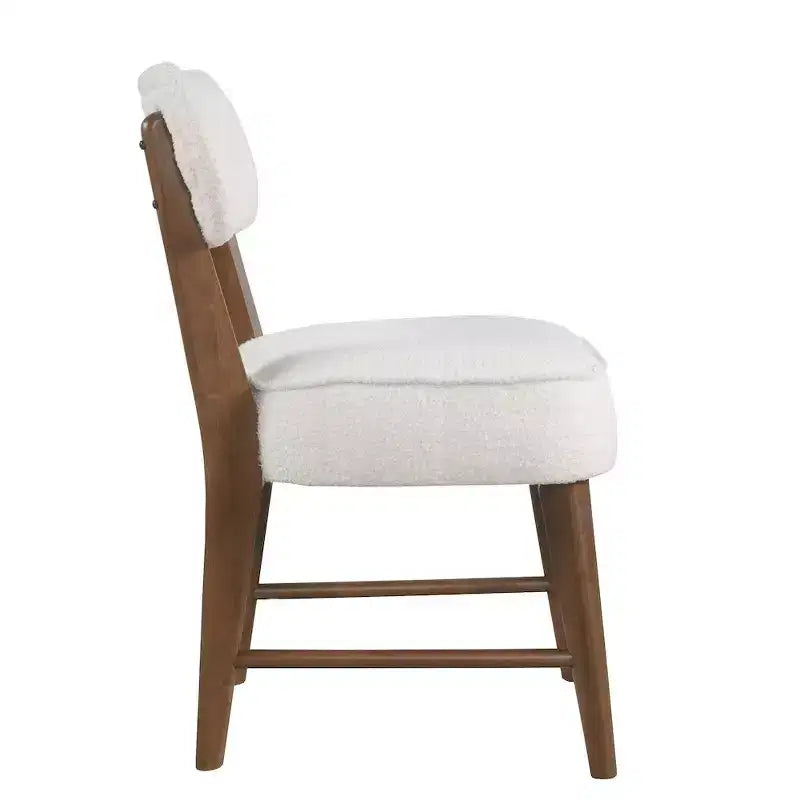 Chaise de salle à manger Wes en bouclette, style moderne du milieu du siècle