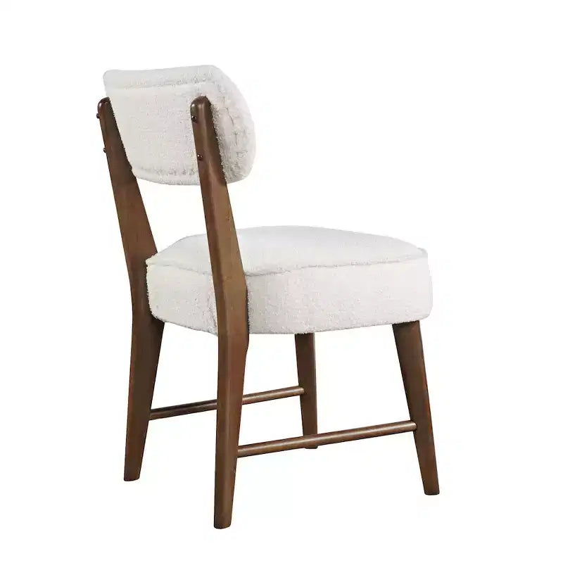 Chaise de salle à manger Wes en bouclette, style moderne du milieu du siècle