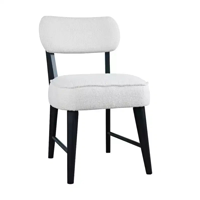 Chaise de salle à manger Wes en bouclette, style moderne du milieu du siècle