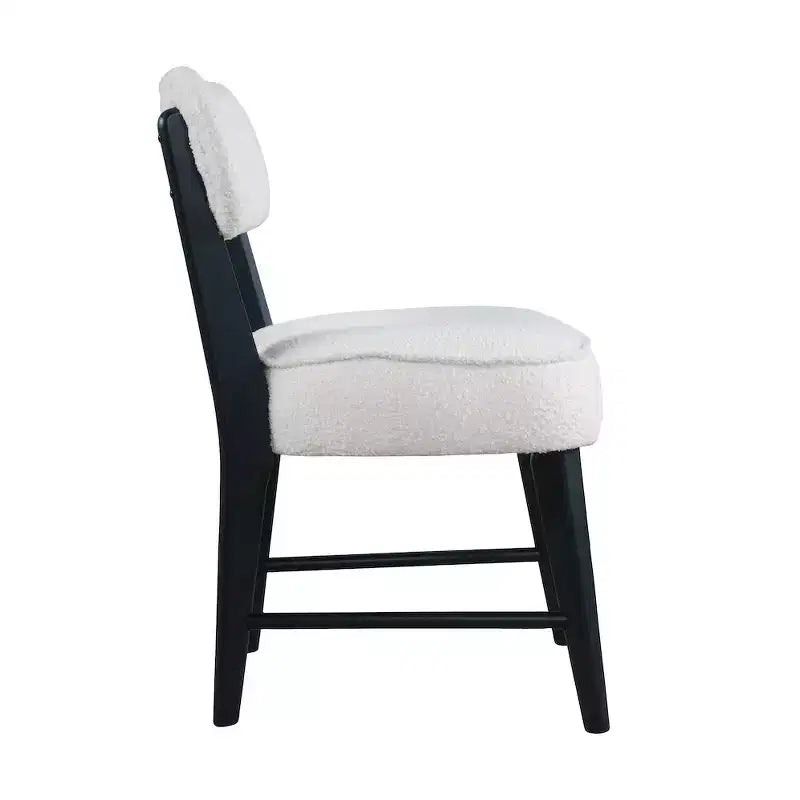 Chaise de salle à manger Wes en bouclette, style moderne du milieu du siècle