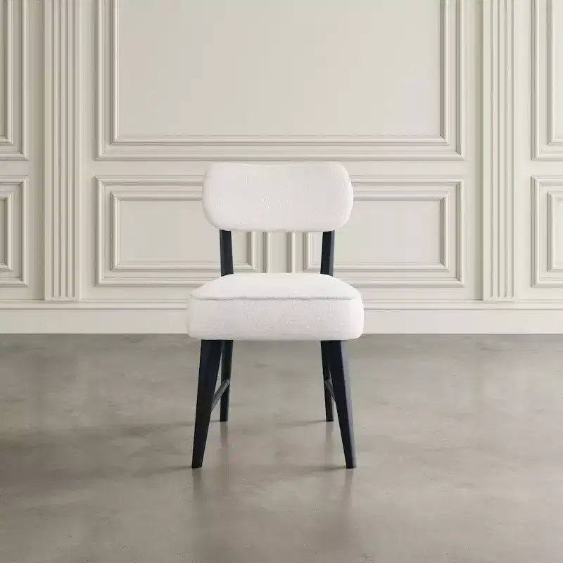 Chaise de salle à manger Wes en bouclette, style moderne du milieu du siècle