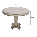 Table à manger artisanale en bois de manguier de 42 pouces, pied central, plateau rond moulé