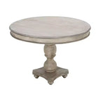 Table à manger artisanale en bois de manguier de 42 pouces, pied central, plateau rond moulé