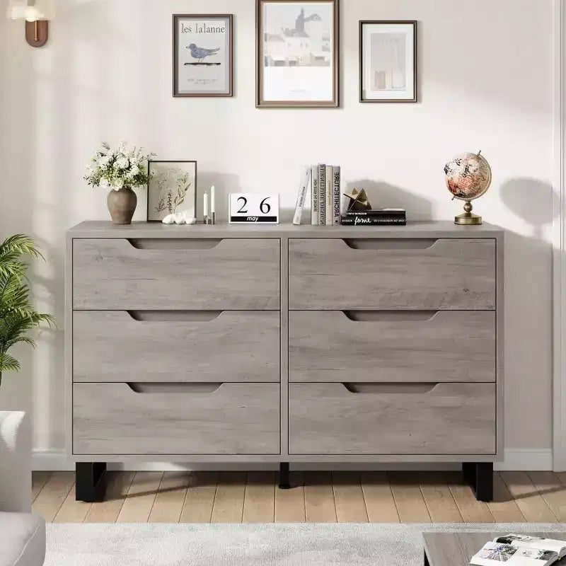 Commode de chambre à 7 tiroirs, commode de 120 cm de large, commode verticale autoportante avec rangement, meuble de rangement en bois pour salon