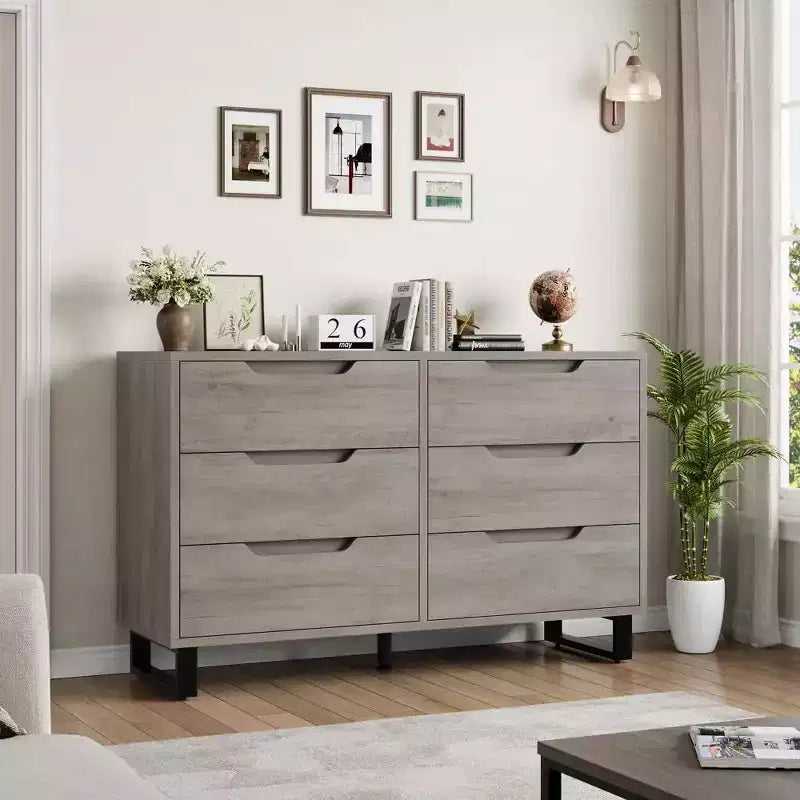 Commode de chambre à 7 tiroirs, commode de 120 cm de large, commode verticale autoportante avec rangement, meuble de rangement en bois pour salon