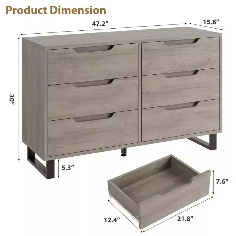 Commode de chambre à 7 tiroirs, commode de 120 cm de large, commode verticale autoportante avec rangement, meuble de rangement en bois pour salon