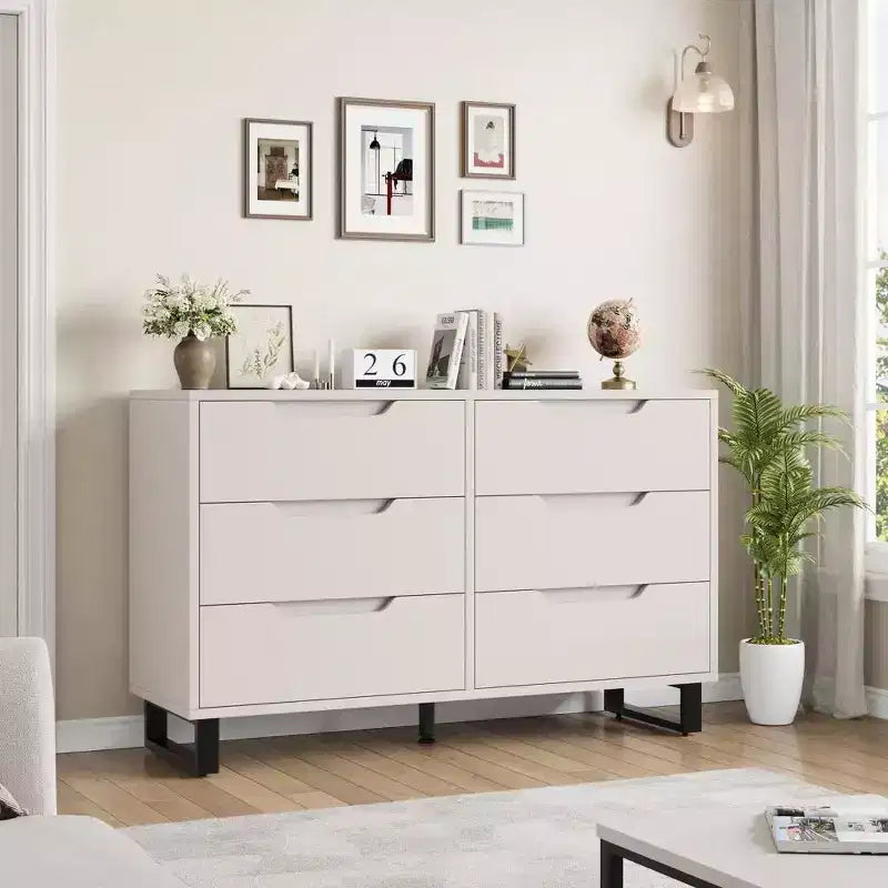 Commode de chambre à 7 tiroirs, commode de 120 cm de large, commode verticale autoportante avec rangement, meuble de rangement en bois pour salon