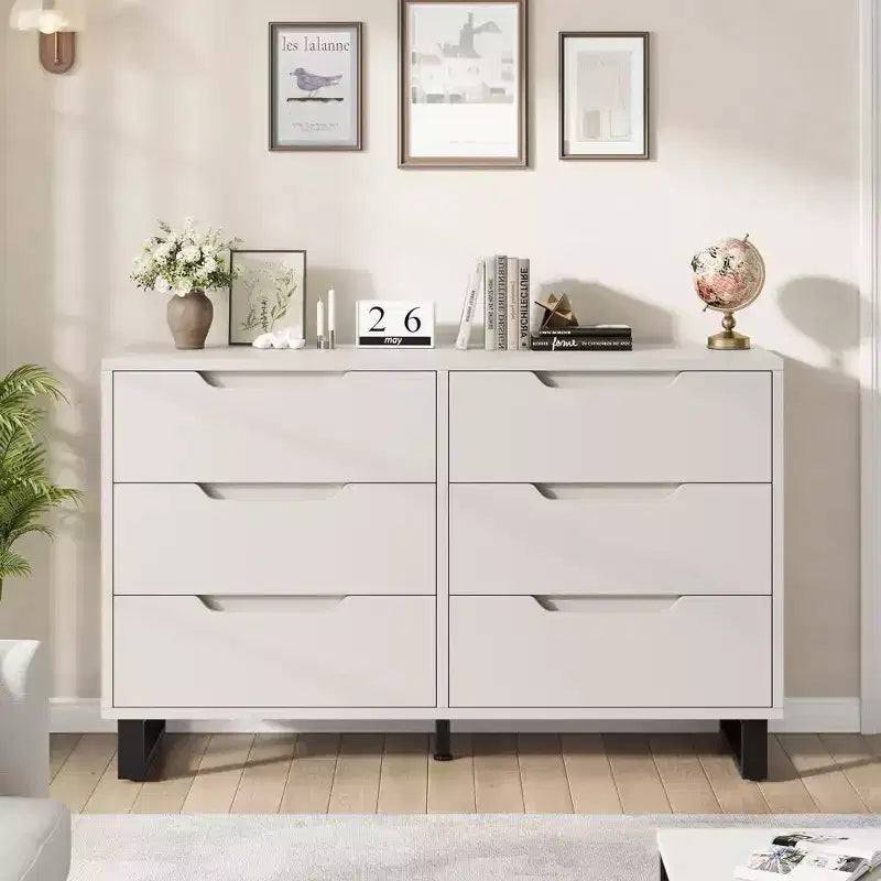 Commode de chambre à 7 tiroirs, commode de 120 cm de large, commode verticale autoportante avec rangement, meuble de rangement en bois pour salon