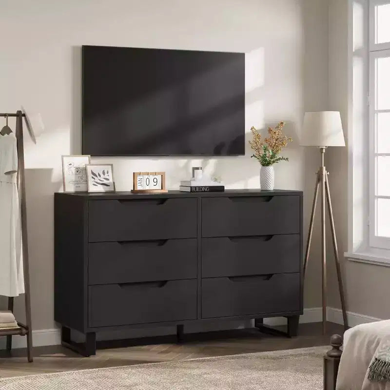 Commode de chambre à 7 tiroirs, commode de 120 cm de large, commode verticale autoportante avec rangement, meuble de rangement en bois pour salon