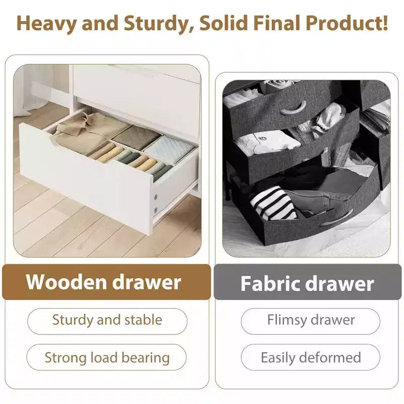 Commode de chambre à 7 tiroirs, commode de 120 cm de large, commode verticale autoportante avec rangement, meuble de rangement en bois pour salon