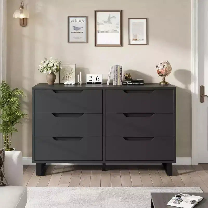 Commode de chambre à 7 tiroirs, commode de 120 cm de large, commode verticale autoportante avec rangement, meuble de rangement en bois pour salon