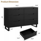 Commode de chambre à 7 tiroirs, commode de 120 cm de large, commode verticale autoportante avec rangement, meuble de rangement en bois pour salon