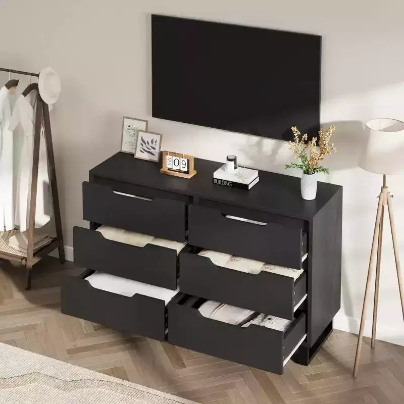 Commode de chambre à 7 tiroirs, commode de 120 cm de large, commode verticale autoportante avec rangement, meuble de rangement en bois pour salon