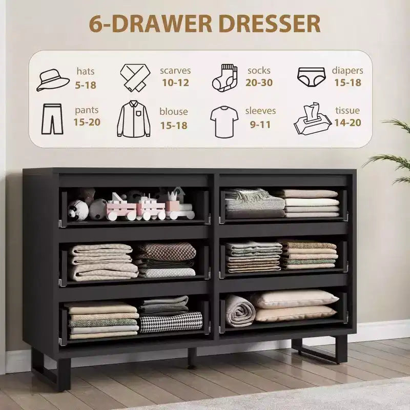 Commode de chambre à 7 tiroirs, commode de 120 cm de large, commode verticale autoportante avec rangement, meuble de rangement en bois pour salon