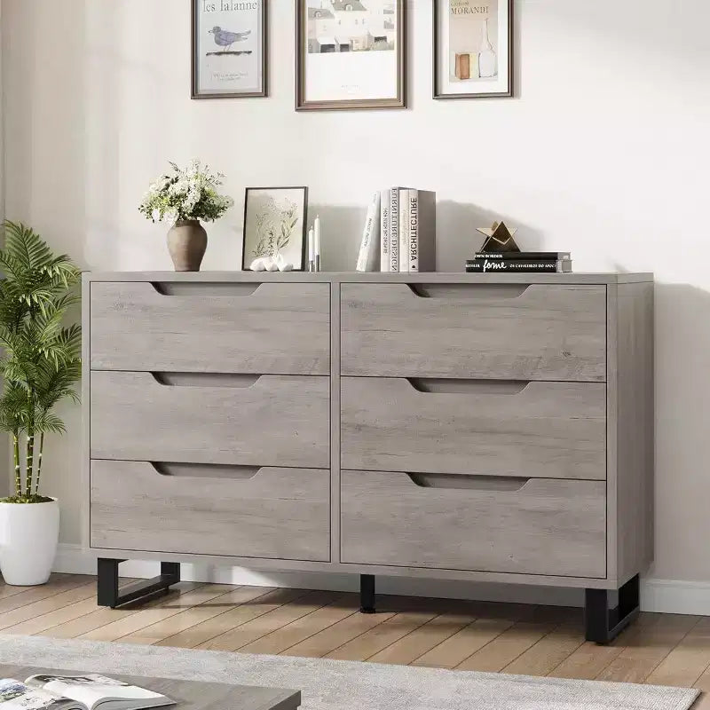 Commode de chambre à 7 tiroirs, commode de 120 cm de large, commode verticale autoportante avec rangement, meuble de rangement en bois pour salon