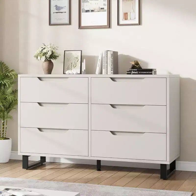 Commode de chambre à 7 tiroirs, commode de 120 cm de large, commode verticale autoportante avec rangement, meuble de rangement en bois pour salon