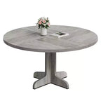 Table de salle à manger ronde pour 4, table de cuisine circulaire de 119 cm de style rustique avec plateau en bois et base stable